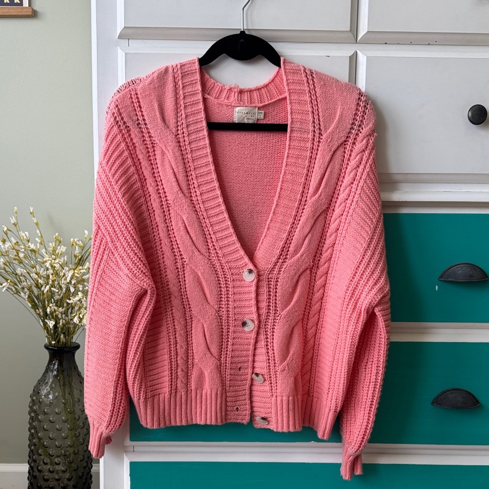 Dreamers by Debit Pink Cable Knit Cardigan S/M